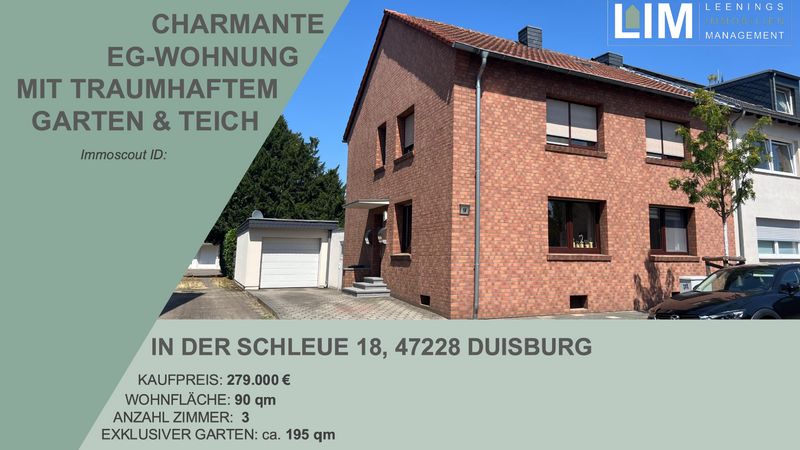Charmante Erdgeschosswohnung mit traumhaftem Garten und Teich